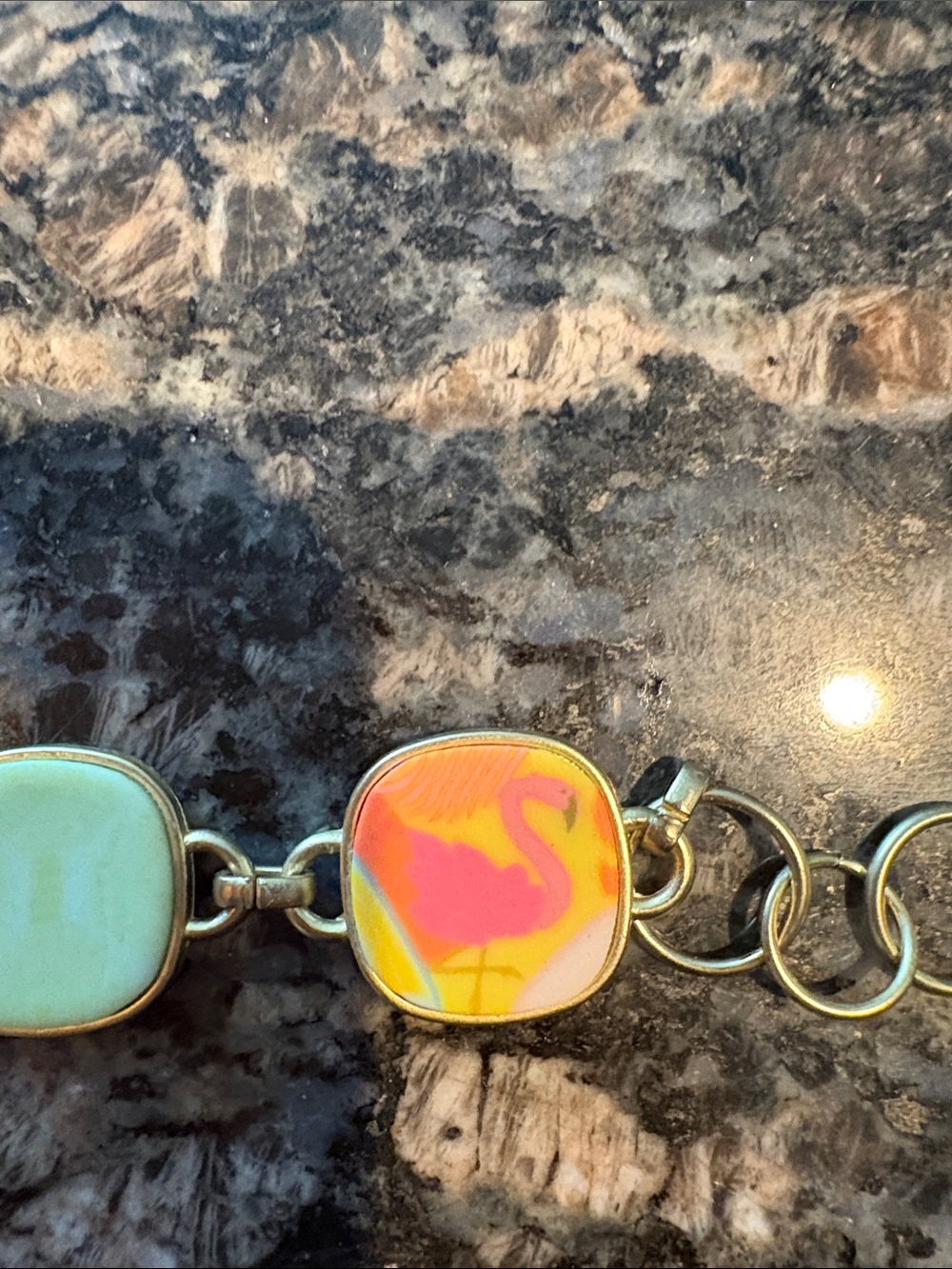 Jilzarah Gold-Tone Tropical Tile Link Bracelet reversible super cute - Picture 5 of 7